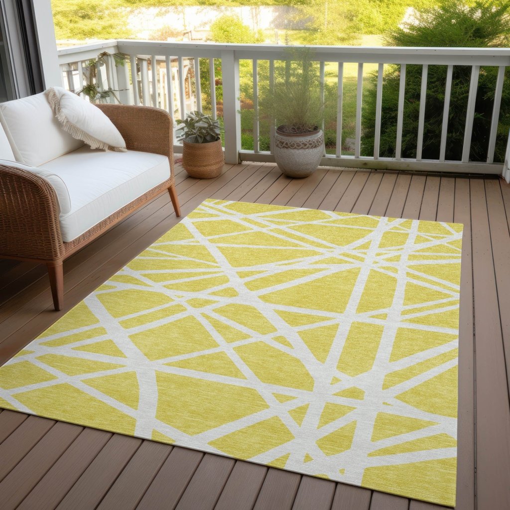 Zephina Yellow Washable Indoor - Outdoor Rug - LOOMLAN - LOOMLAN Rugs - Outdoor Rugs