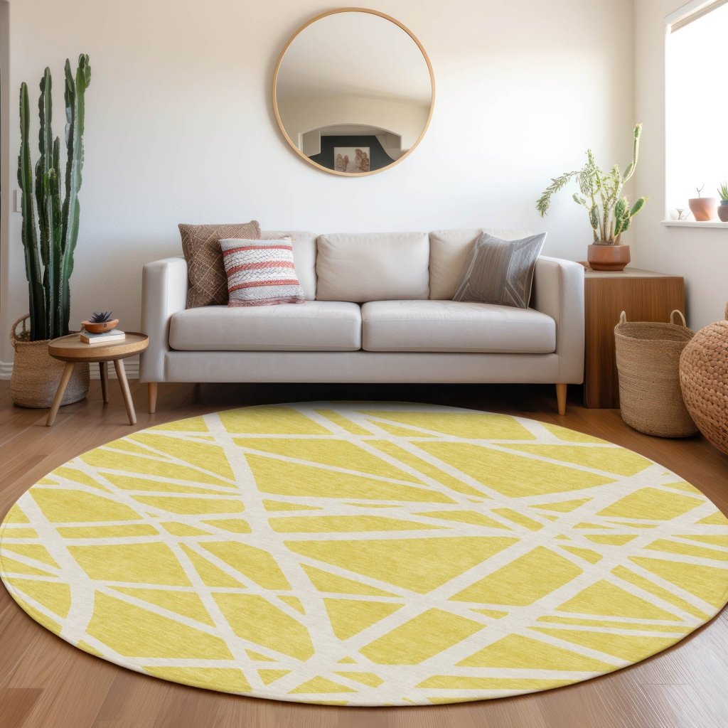 Zephina Yellow Washable Indoor - Outdoor Rug - LOOMLAN - LOOMLAN Rugs - Outdoor Rugs