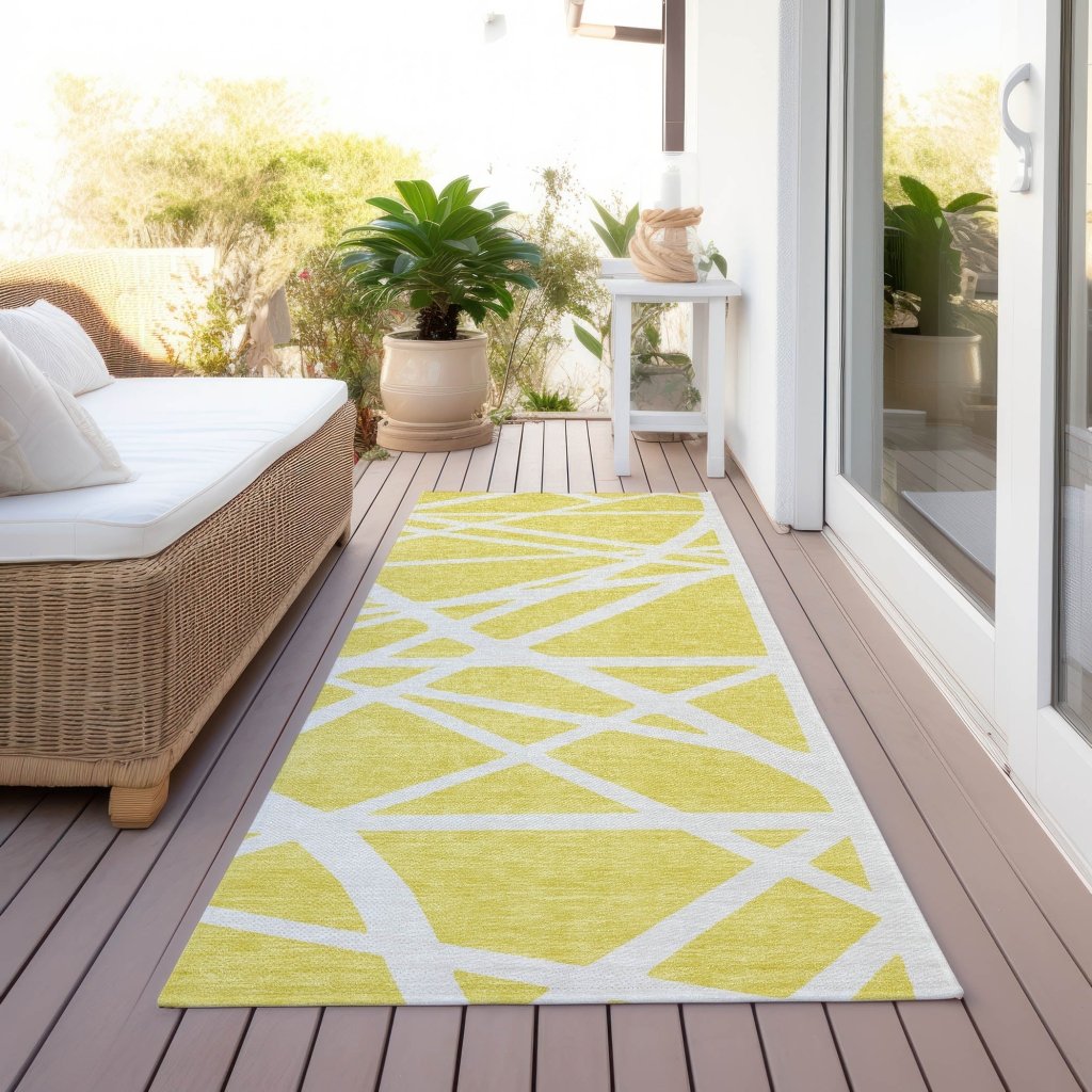 Zephina Yellow Washable Indoor - Outdoor Rug - LOOMLAN - LOOMLAN Rugs - Outdoor Rugs