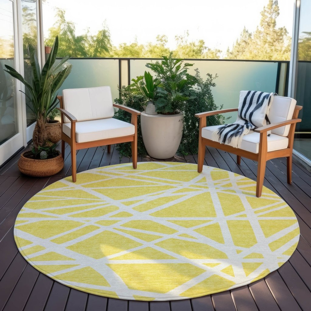 Zephina Yellow Washable Indoor - Outdoor Rug - LOOMLAN - LOOMLAN Rugs - Outdoor Rugs
