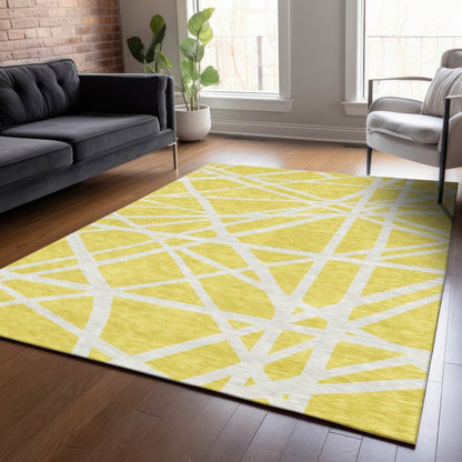 Zephina Yellow Washable Indoor - Outdoor Rug - LOOMLAN - LOOMLAN Rugs - Outdoor Rugs