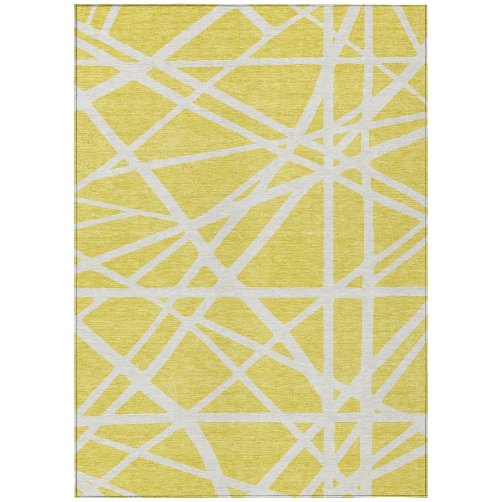 Zephina Yellow Washable Indoor - Outdoor Rug - LOOMLAN - LOOMLAN Rugs - Outdoor Rugs