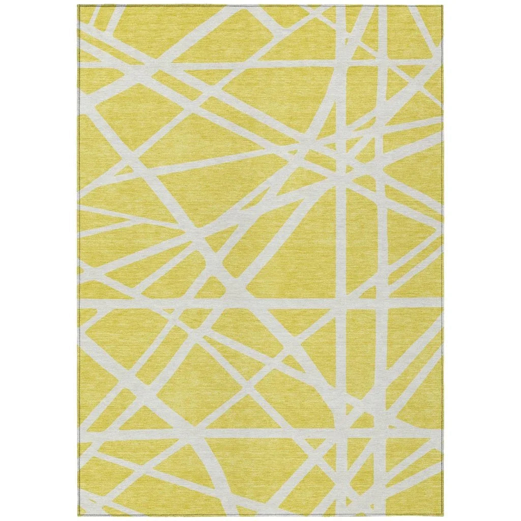Zephina Yellow Washable Indoor-Outdoor Rug