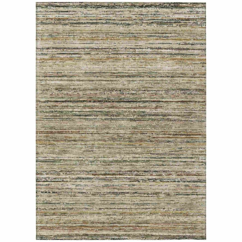 LOOMLAN Rugs Zephyna Brown Washable Indoor-Outdoor Rug
