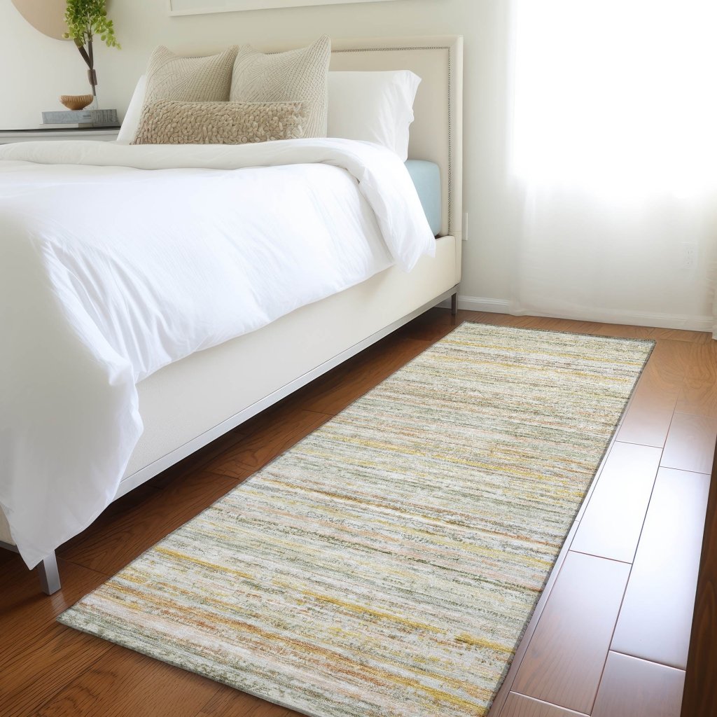 LOOMLAN Rugs Zephyna Green Washable Indoor-Outdoor Rug
