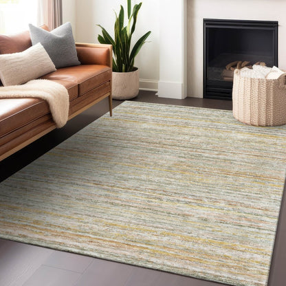 LOOMLAN Rugs Zephyna Green Washable Indoor-Outdoor Rug