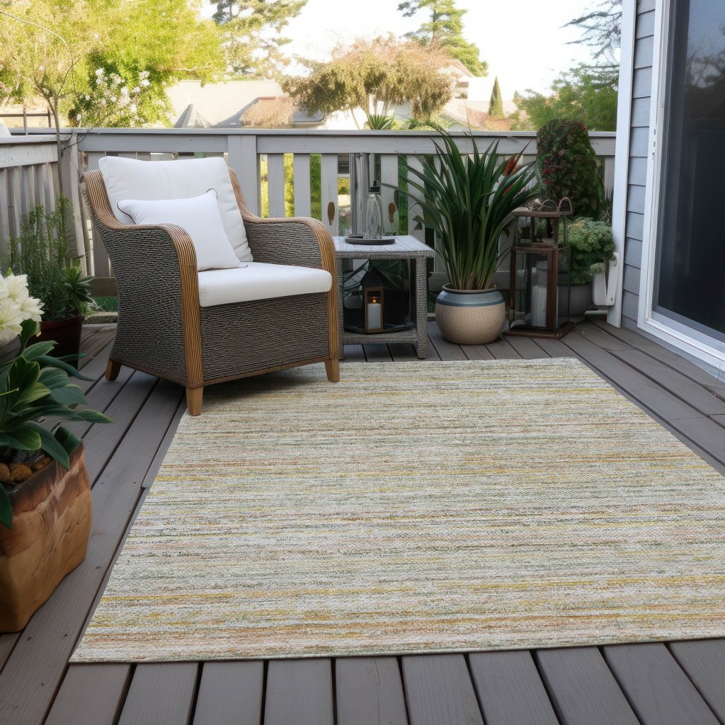 LOOMLAN Rugs Zephyna Green Washable Indoor-Outdoor Rug