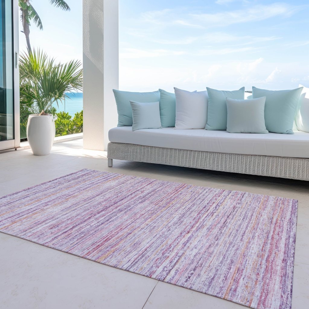 LOOMLAN Rugs Zephyna Pink Washable Indoor-Outdoor Rug