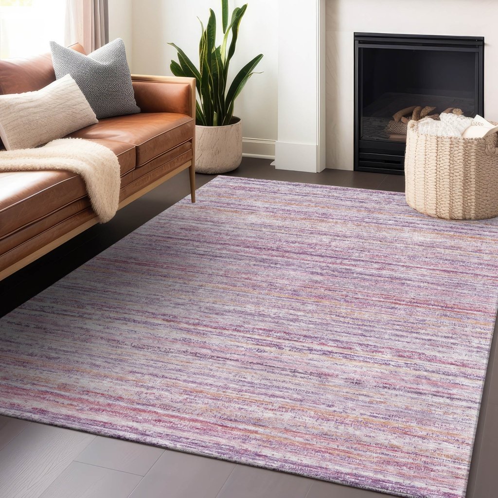 LOOMLAN Rugs Zephyna Pink Washable Indoor-Outdoor Rug