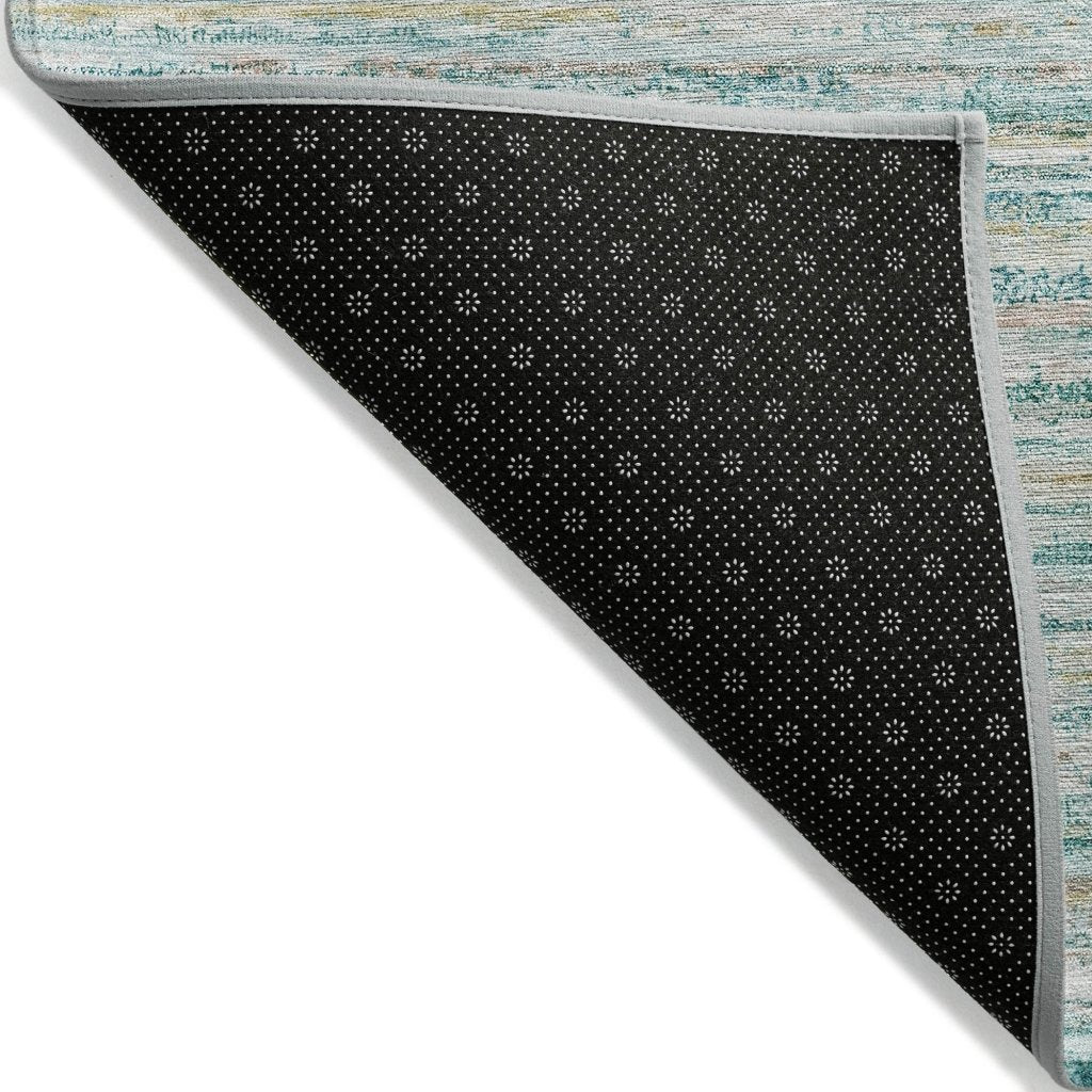 LOOMLAN Rugs Zephyna Teal Washable Indoor-Outdoor Rug