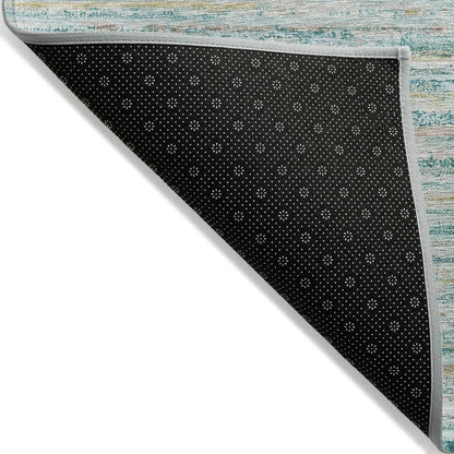 LOOMLAN Rugs Zephyna Teal Washable Indoor-Outdoor Rug