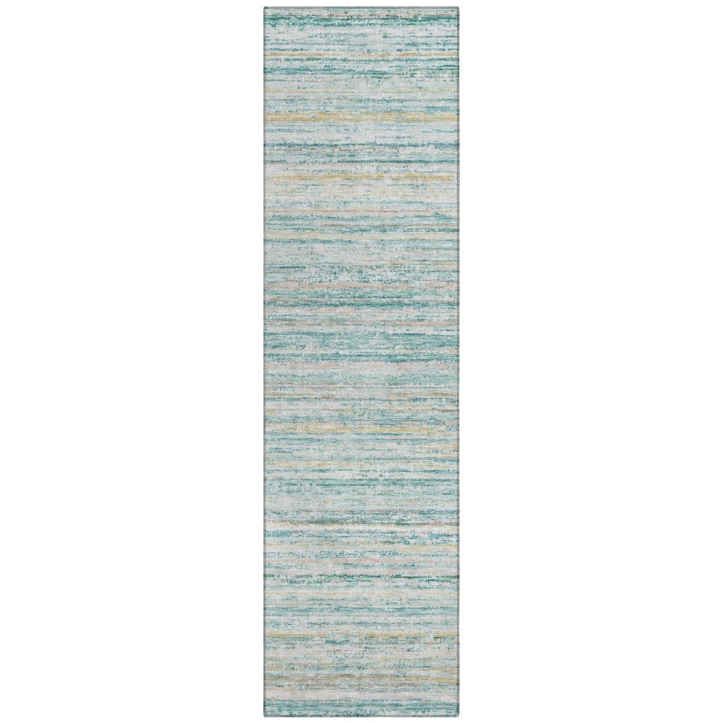 LOOMLAN Rugs Zephyna Teal Washable Indoor-Outdoor Rug