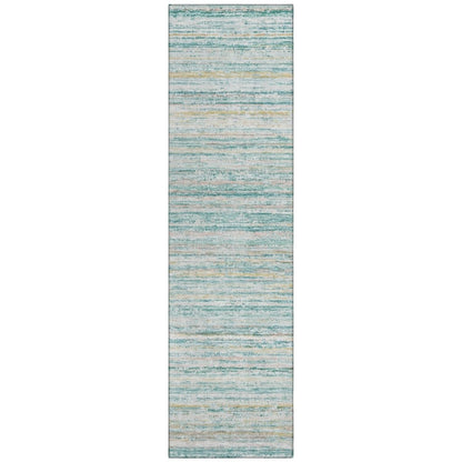 LOOMLAN Rugs Zephyna Teal Washable Indoor-Outdoor Rug