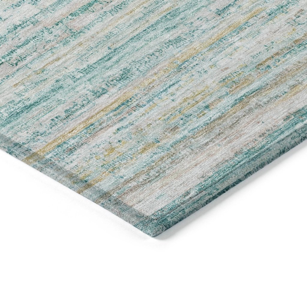 LOOMLAN Rugs Zephyna Teal Washable Indoor-Outdoor Rug