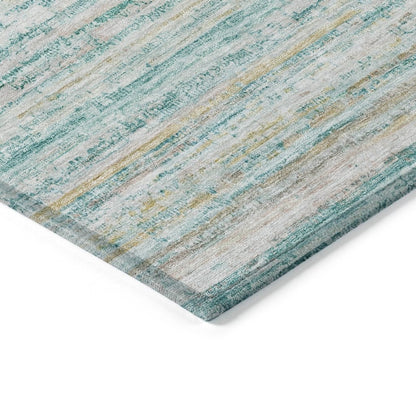 LOOMLAN Rugs Zephyna Teal Washable Indoor-Outdoor Rug