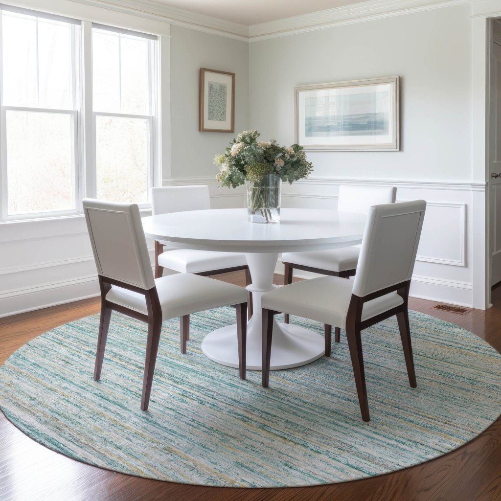 LOOMLAN Rugs Zephyna Teal Washable Indoor-Outdoor Rug