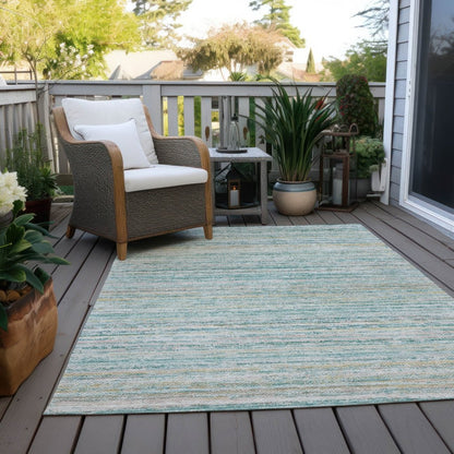 LOOMLAN Rugs Zephyna Teal Washable Indoor-Outdoor Rug