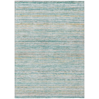 LOOMLAN Rugs Zephyna Teal Washable Indoor-Outdoor Rug