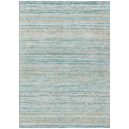 LOOMLAN Rugs Zephyna Teal Washable Indoor-Outdoor Rug