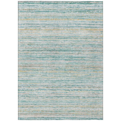 LOOMLAN Rugs Zephyna Teal Washable Indoor-Outdoor Rug