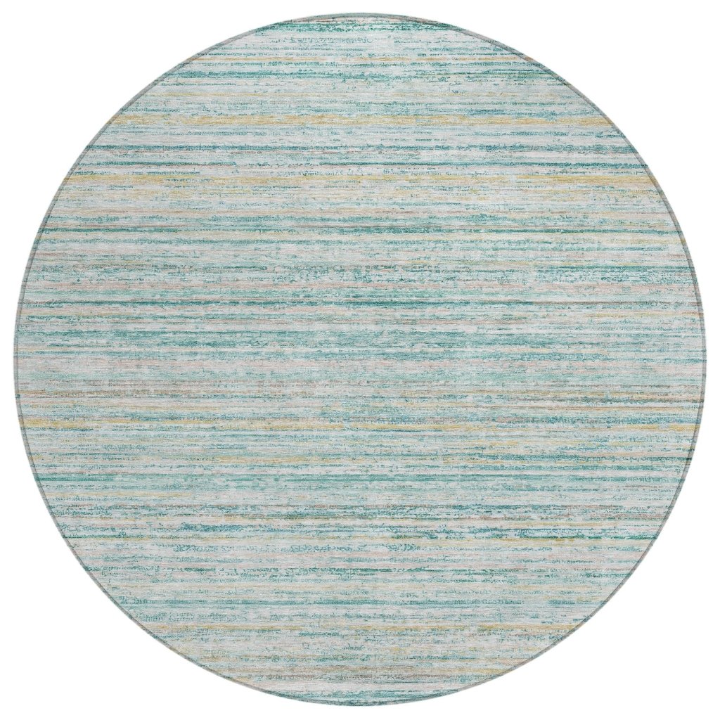 LOOMLAN Rugs Zephyna Teal Washable Indoor-Outdoor Rug