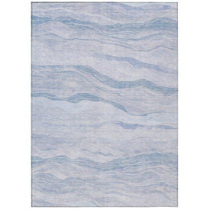 LOOMLAN Rugs Zevalyn Blue Washable Indoor-Outdoor Rug