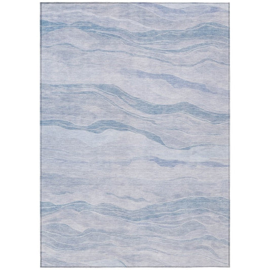 LOOMLAN Rugs Zevalyn Blue Washable Indoor-Outdoor Rug