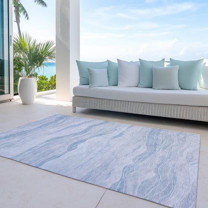 LOOMLAN Rugs Zevalyn Blue Washable Indoor-Outdoor Rug