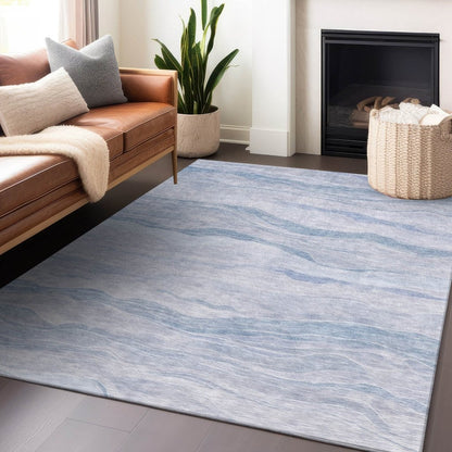 LOOMLAN Rugs Zevalyn Blue Washable Indoor-Outdoor Rug