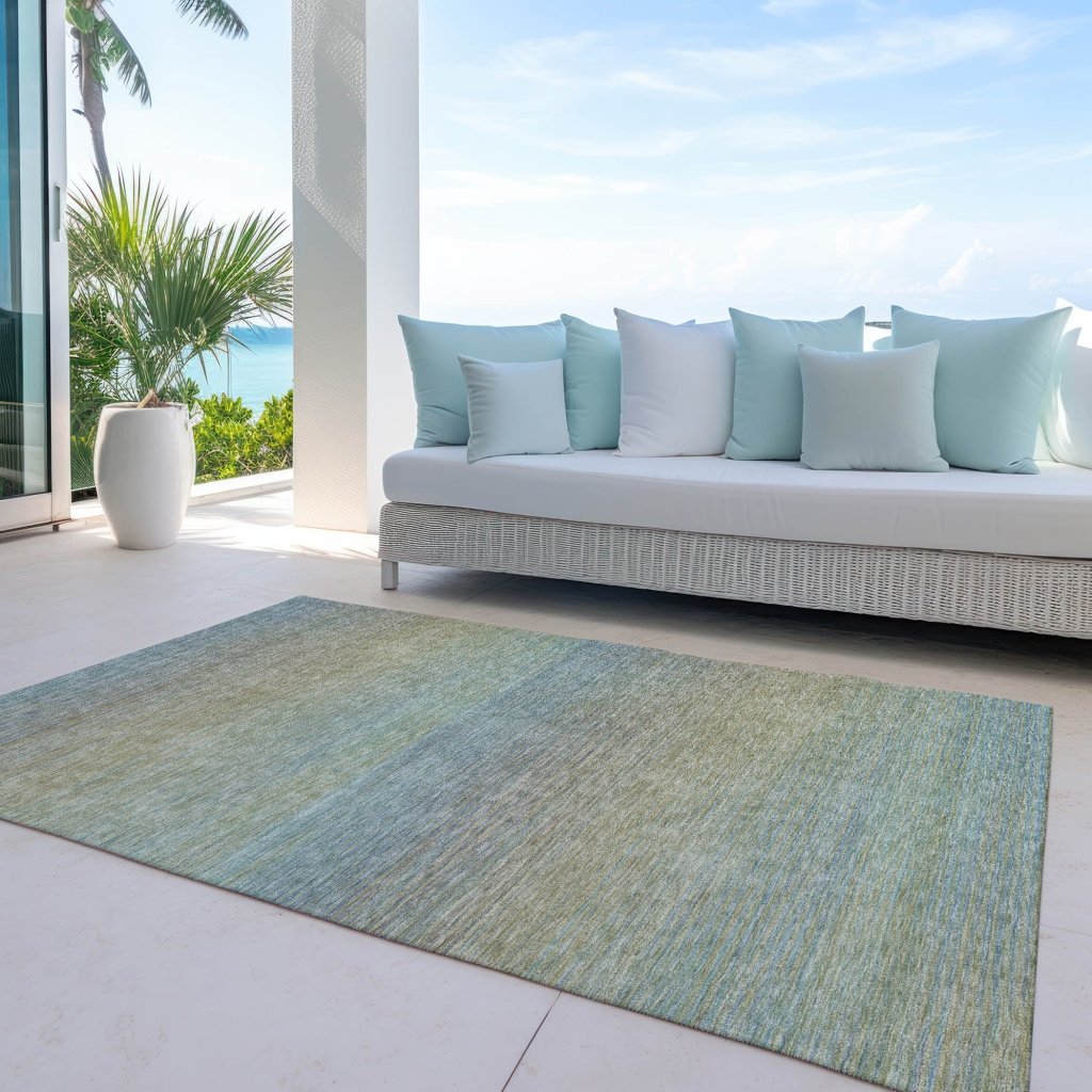 LOOMLAN Rugs Zeyna Blue Washable Indoor-Outdoor Rug