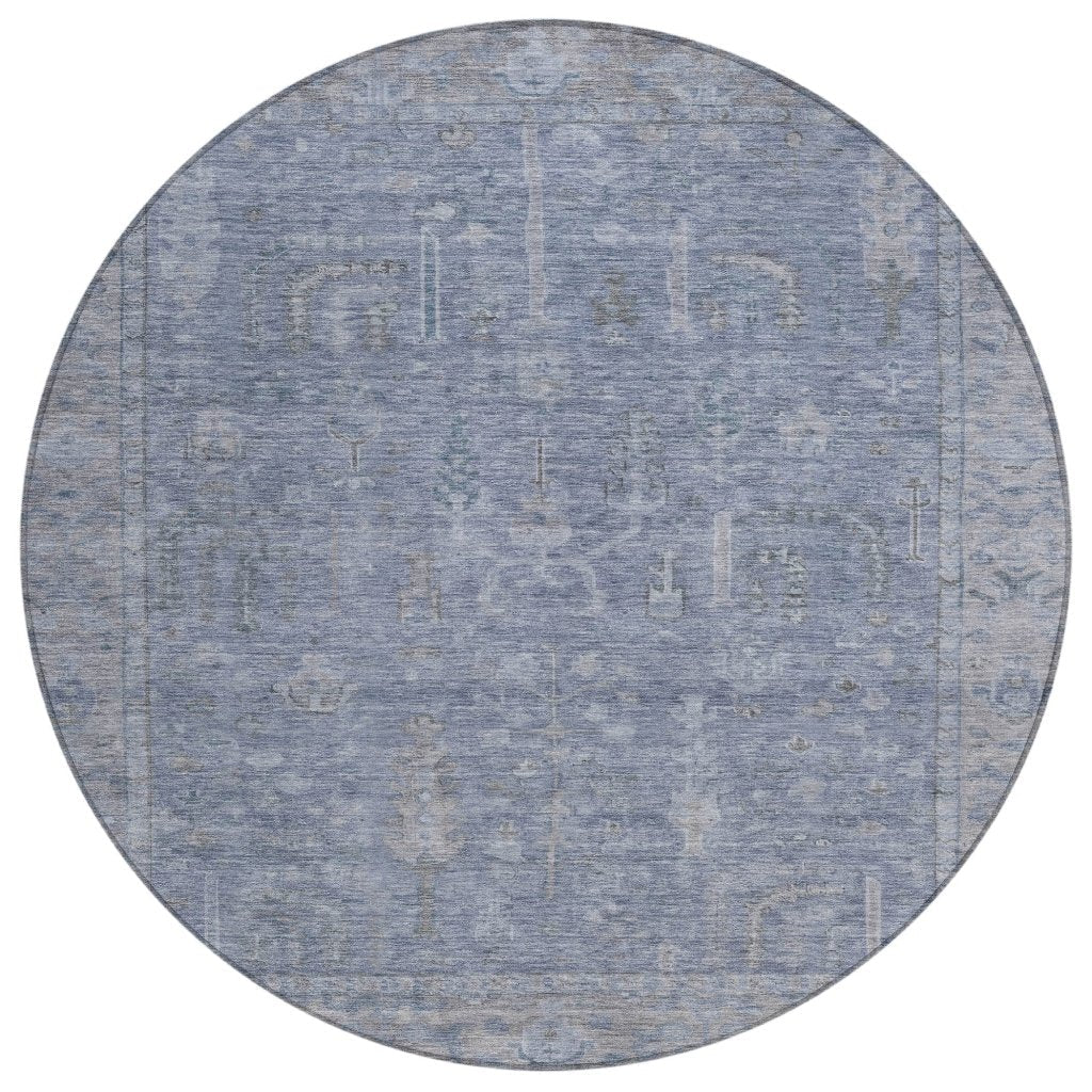 LOOMLAN Rugs Zia Blue Washable Indoor-Outdoor Rug