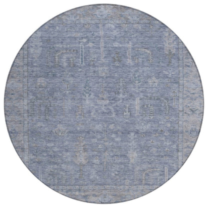 LOOMLAN Rugs Zia Blue Washable Indoor-Outdoor Rug