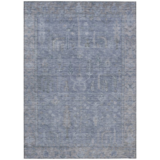 LOOMLAN Rugs Zia Blue Washable Indoor-Outdoor Rug