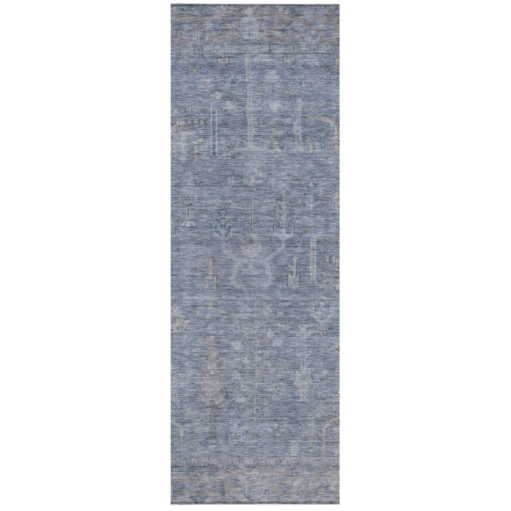 LOOMLAN Rugs Zia Blue Washable Indoor-Outdoor Rug