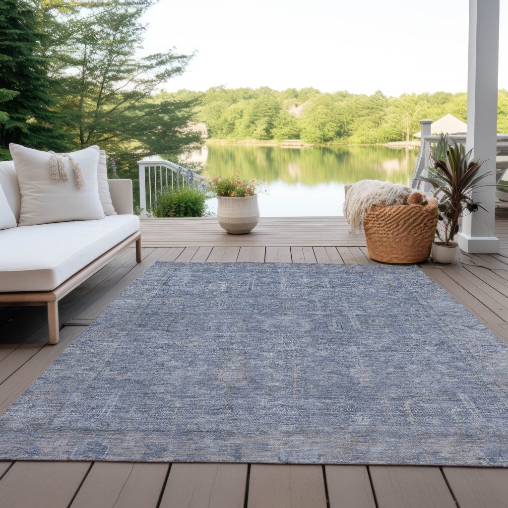 LOOMLAN Rugs Zia Blue Washable Indoor-Outdoor Rug