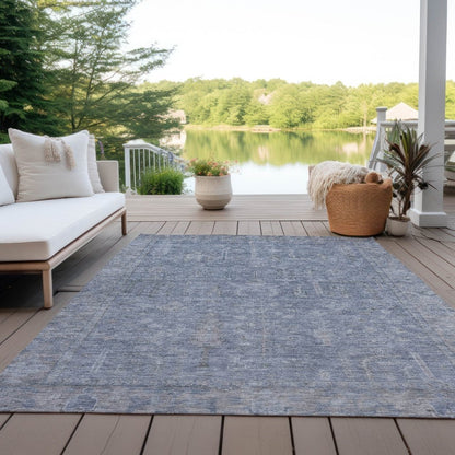 LOOMLAN Rugs Zia Blue Washable Indoor-Outdoor Rug