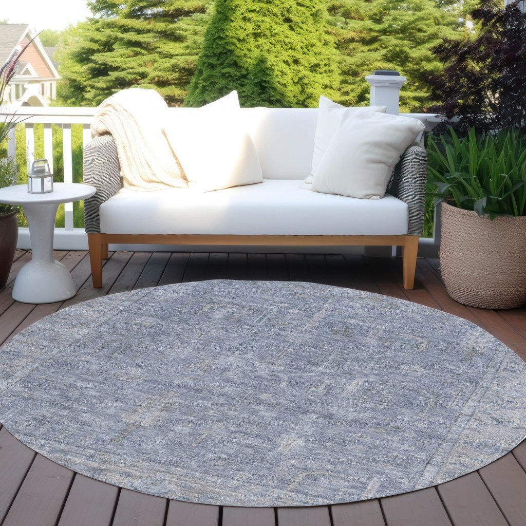 LOOMLAN Rugs Zia Blue Washable Indoor-Outdoor Rug