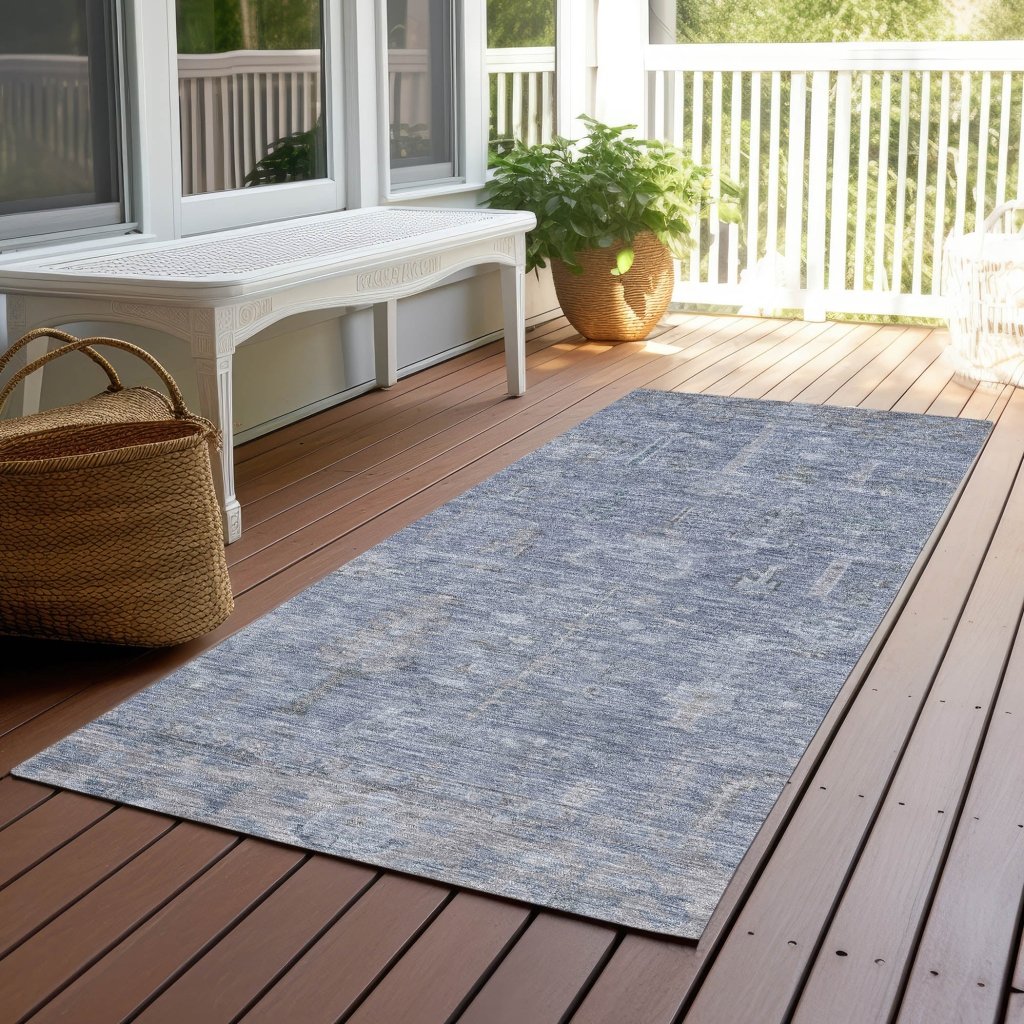 LOOMLAN Rugs Zia Blue Washable Indoor-Outdoor Rug
