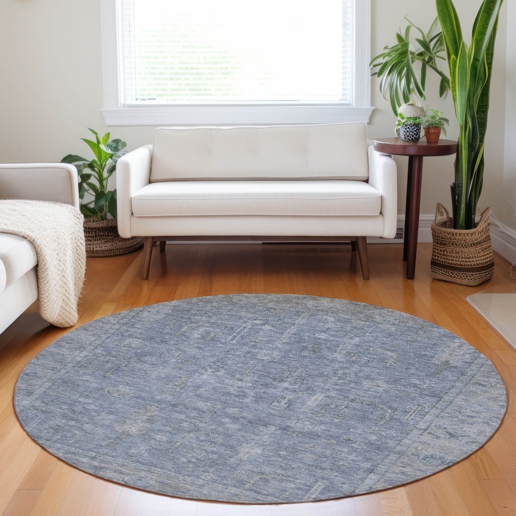 LOOMLAN Rugs Zia Blue Washable Indoor-Outdoor Rug