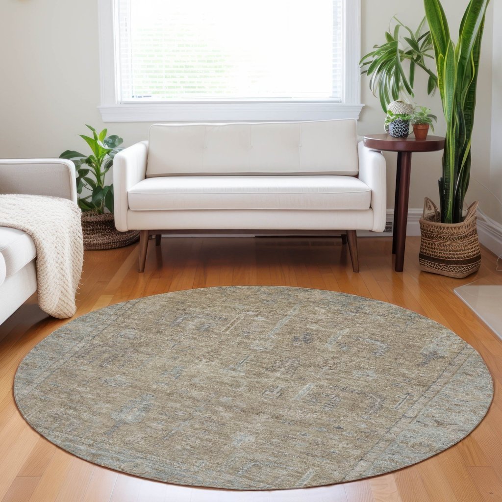 LOOMLAN Rugs Zia Brown Washable Indoor-Outdoor Rug