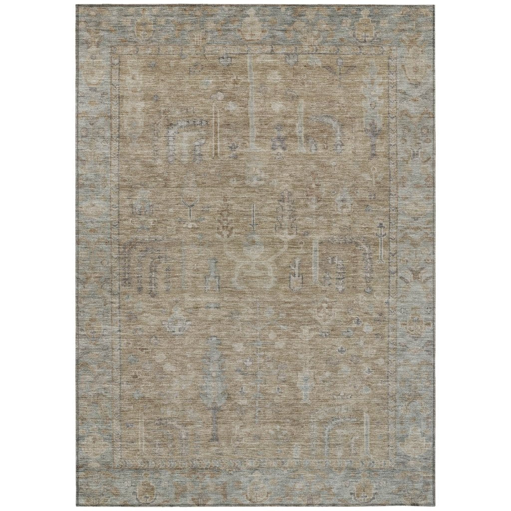 LOOMLAN Rugs Zia Brown Washable Indoor-Outdoor Rug