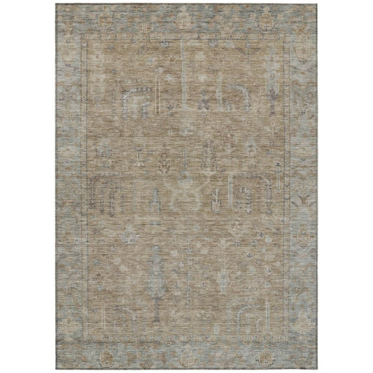 LOOMLAN Rugs Zia Brown Washable Indoor-Outdoor Rug