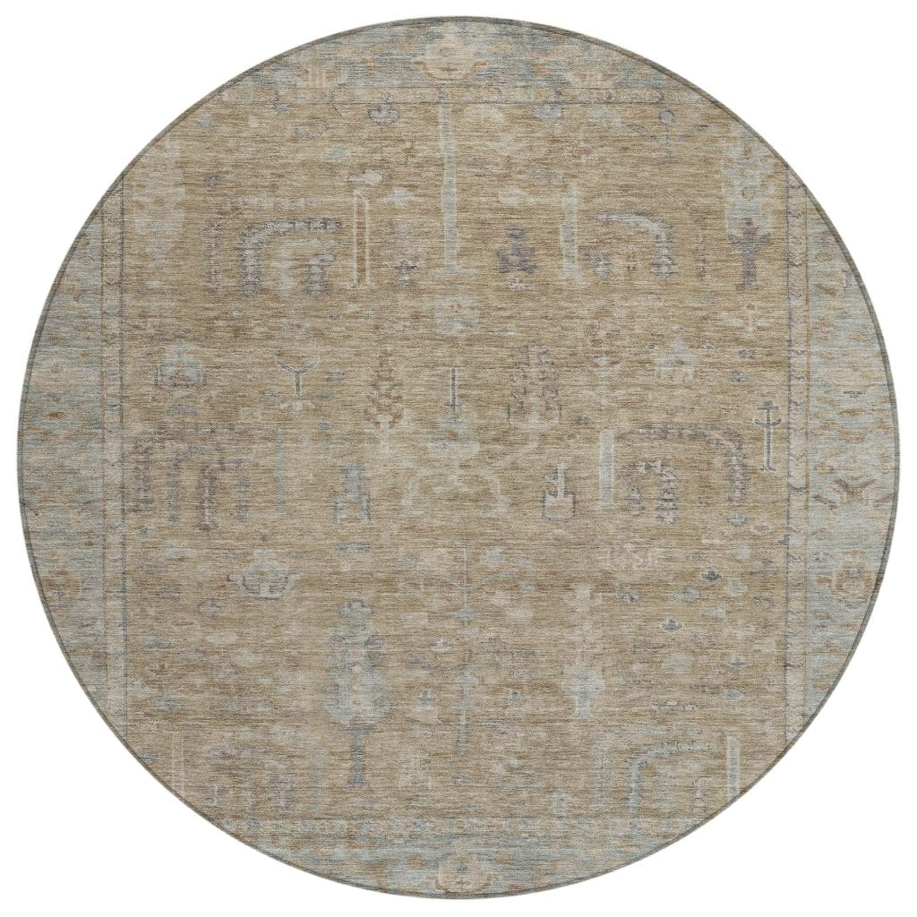 LOOMLAN Rugs Zia Brown Washable Indoor-Outdoor Rug