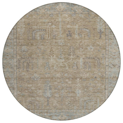 LOOMLAN Rugs Zia Brown Washable Indoor-Outdoor Rug