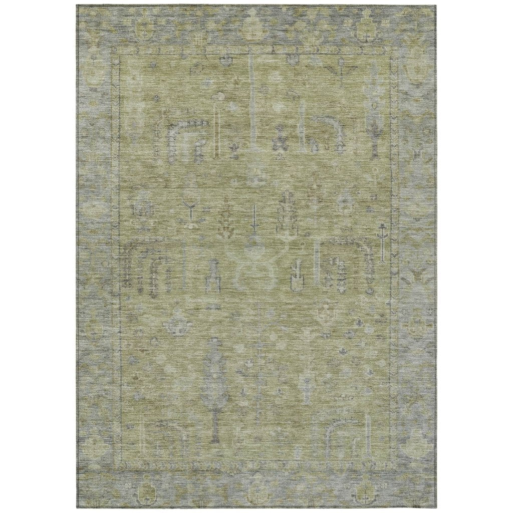 LOOMLAN Rugs Zia Green Washable Indoor-Outdoor Rug