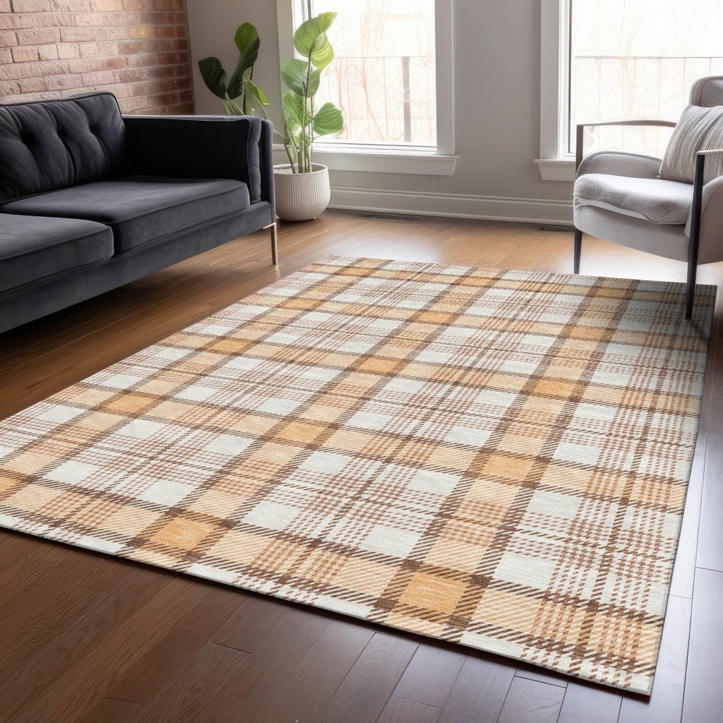 LOOMLAN Rugs Zinara Orange Washable Indoor-Outdoor Rug