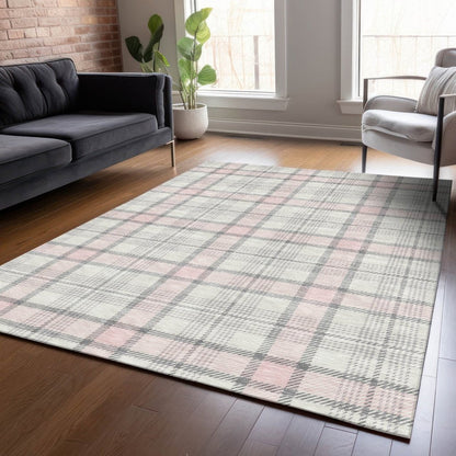 LOOMLAN Rugs Zinara Pink Washable Indoor-Outdoor Rug