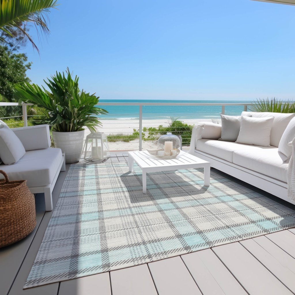 LOOMLAN Rugs Zinara Sky Washable Indoor-Outdoor Rug