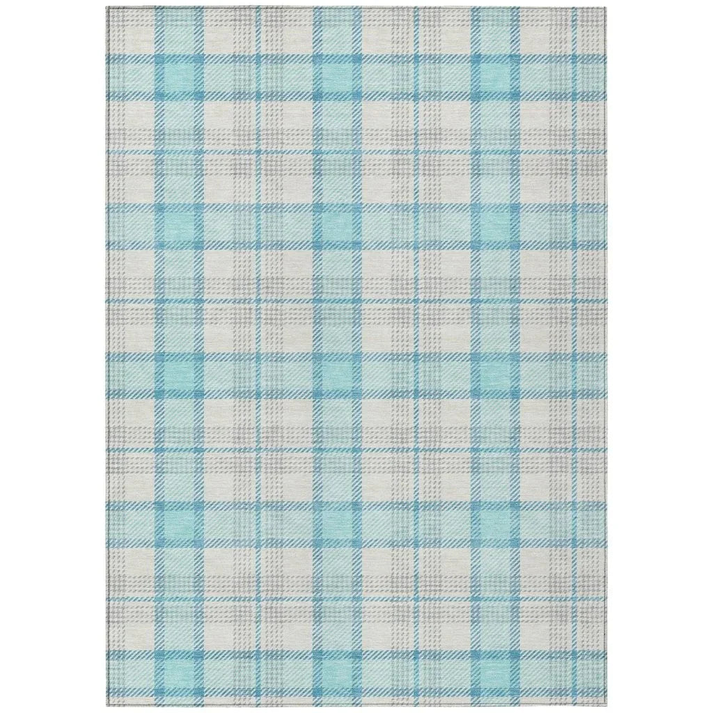 LOOMLAN Rugs Zinara Teal Washable Indoor-Outdoor Rug