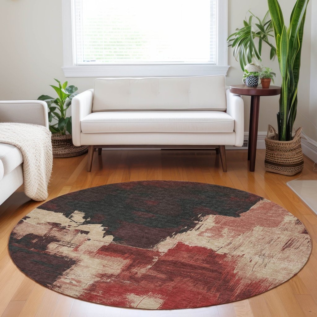 LOOMLAN Rugs Zireya Red Washable Indoor-Outdoor Rug